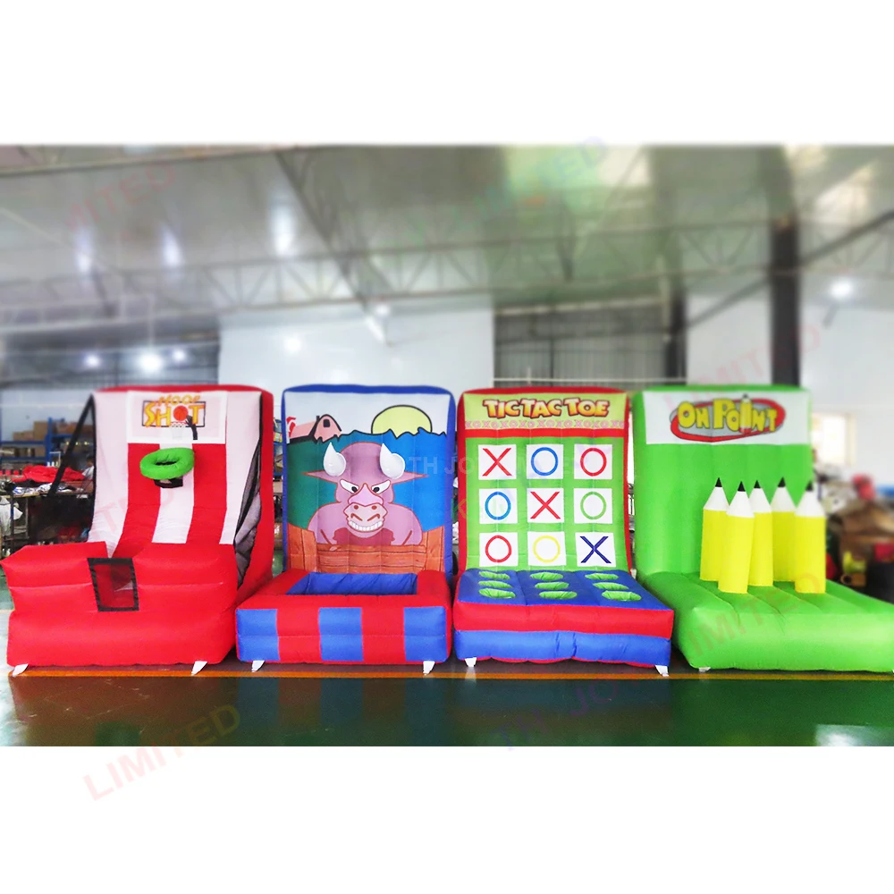 4 in 1 Inflatable Carnival Game Toys Basketball Ring Toss Tic Tac Connect Sport Structure for Christmas Rental Inflatable Toys 5