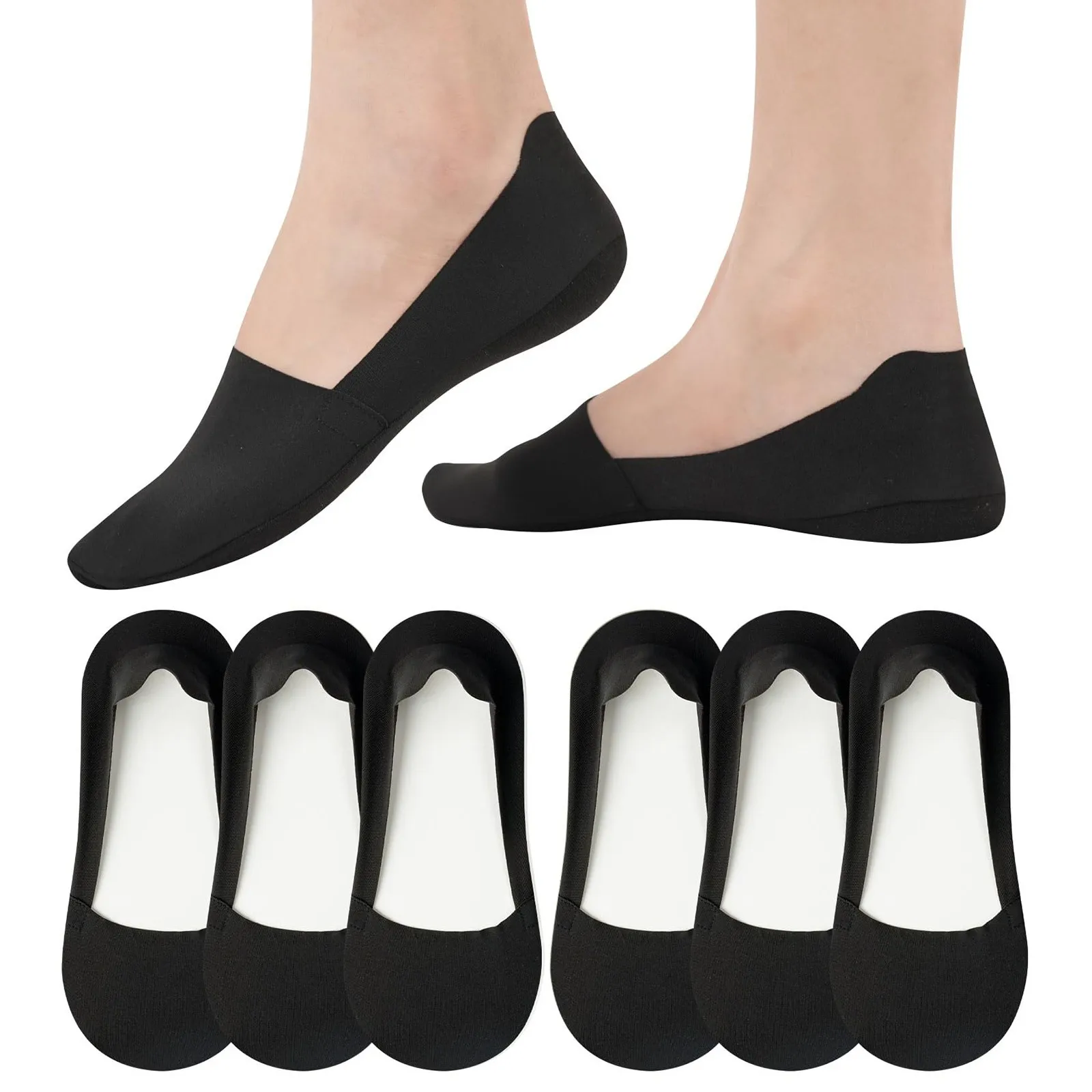 Einfarbige, rutschfeste, niedrig geschnittene Damensocken aus dünner Seide für flache Schuhe, leichte, elastische, bequeme Sommersocken – Detail 2