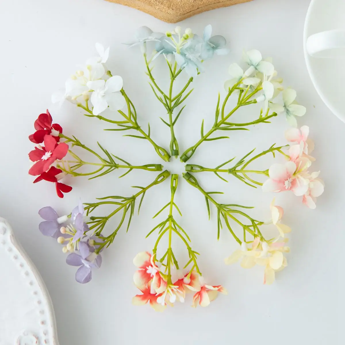 Günstige künstliche Blumen Mini Pflaumenblüte Diy Geschenke Pralinenschachtel Scrapbook Home Festival Party Outdoor Garten Dekor Hochzeit Braut – Detail 3