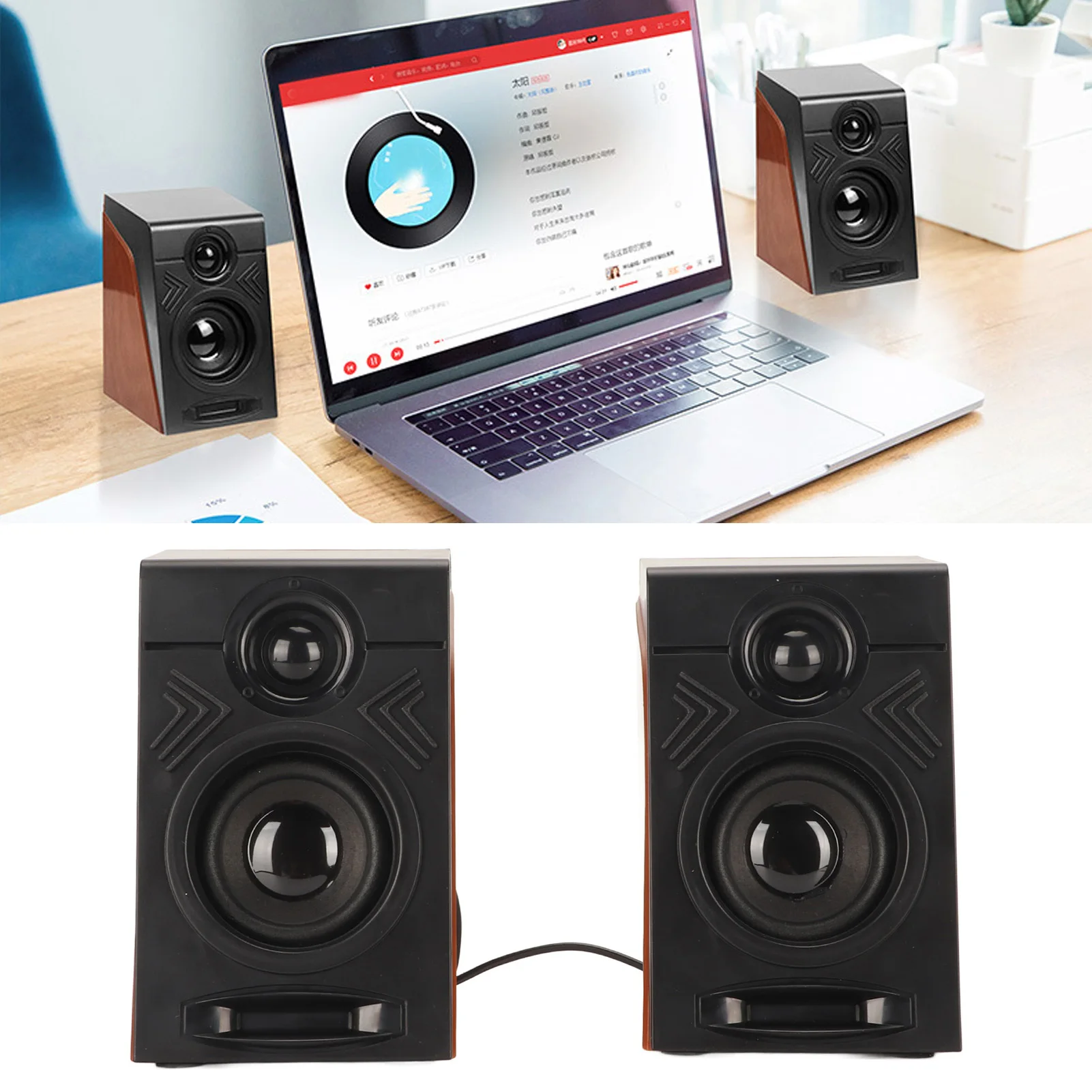PC Speakers HiFi Deep Bass Adjustable Volume Plug and Play Desktop Speakers for TVs Computers Laptops Phones
