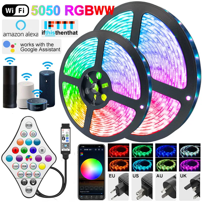 Светодиодная лента RGBWW 5050 RGB с Wi-Fi контроллером светодиодная лампа диодами