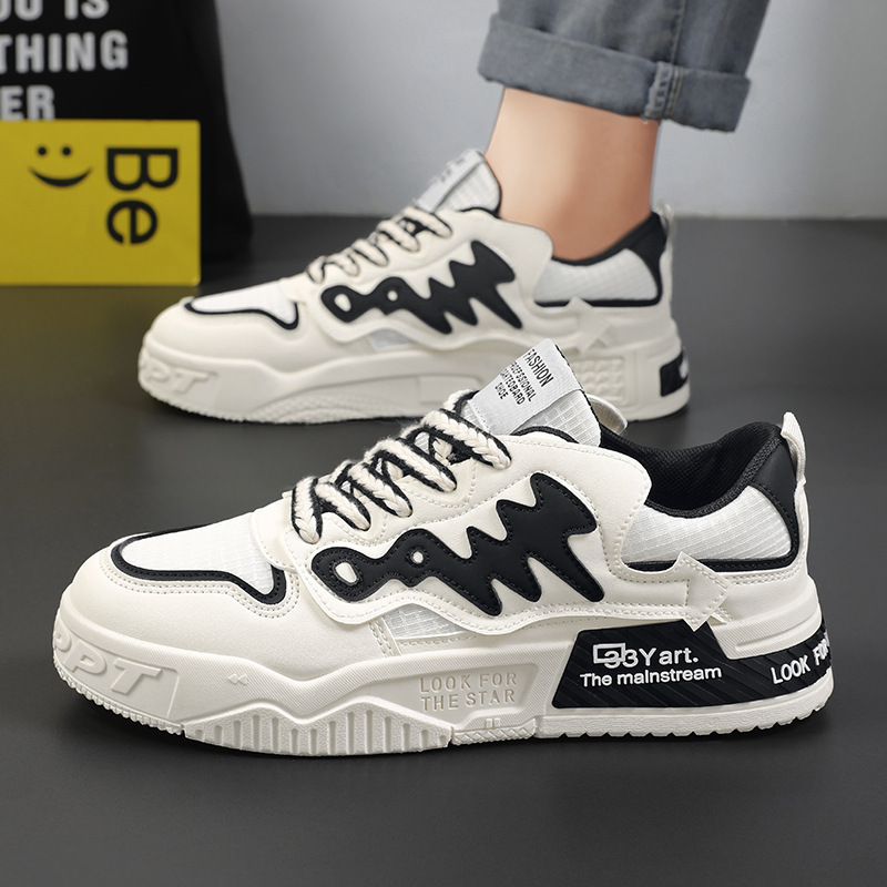 Men's Shoes 2025New Student Sports Board Shoes Men's Hong Kong Style White Shoes Versatile Fashion Breathable Casual Men's Shoes