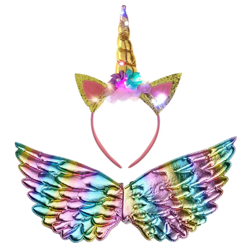 Girls Unicorn Dress LED Light Up Rainbow Sequins Birthday Party Princess Tutu Dress Christmas Halloween Costume Kids Clothes