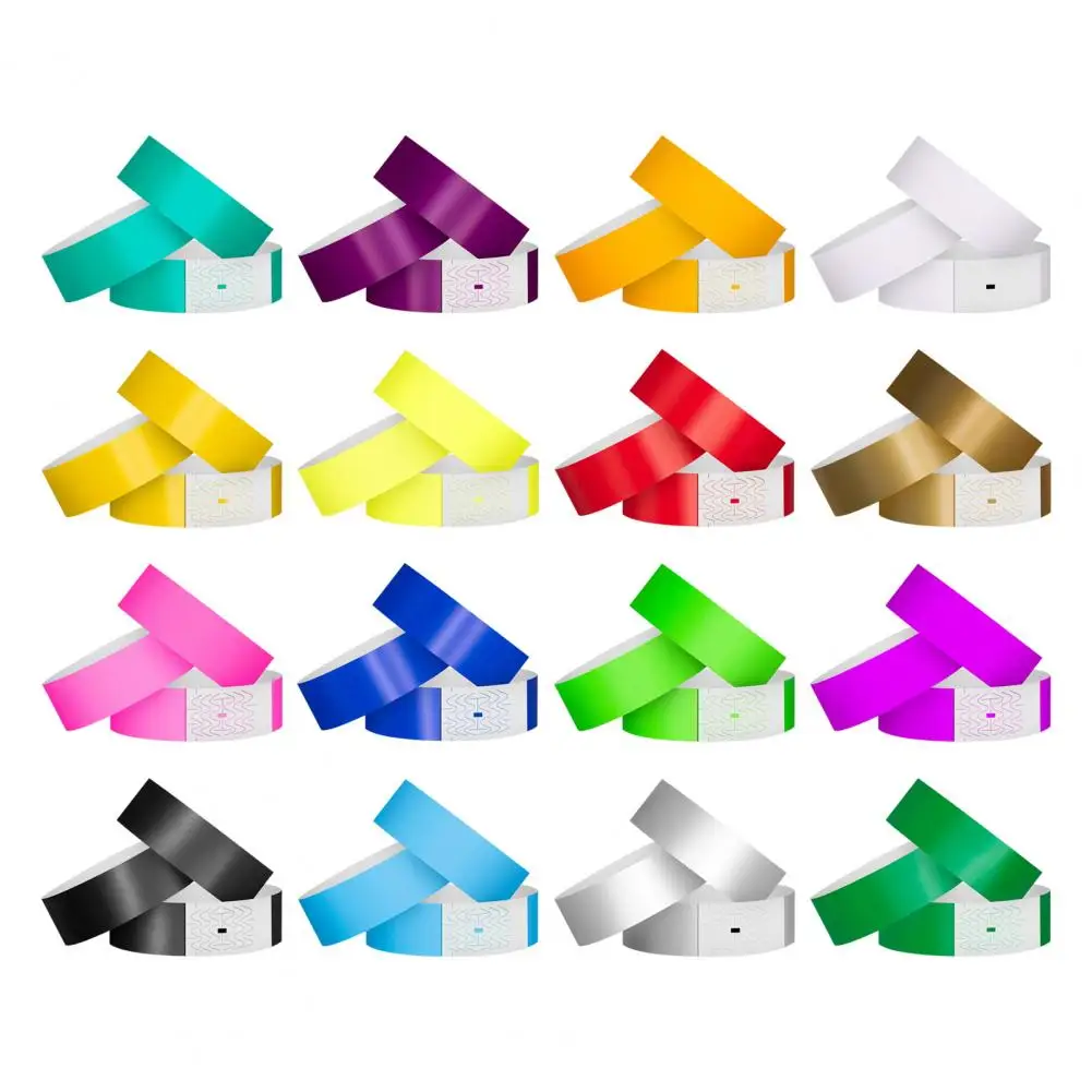 100Pcs Synthetic Paper Wristbands Disposable Waterproof Event Bands