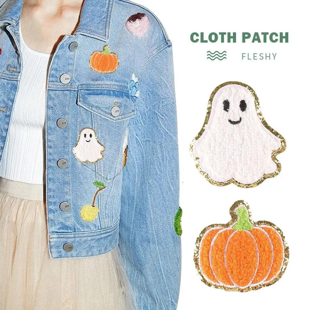 Cartoon Embroidery Mark Halloween Pumpkin Ghost Patch Clothing Self-adhesive Embroidery Patch Halloween Clothing DIY Decoration embroidered patch diy badge patch paste applique hand stitched fabric patch thermo adhesive clothing stickers