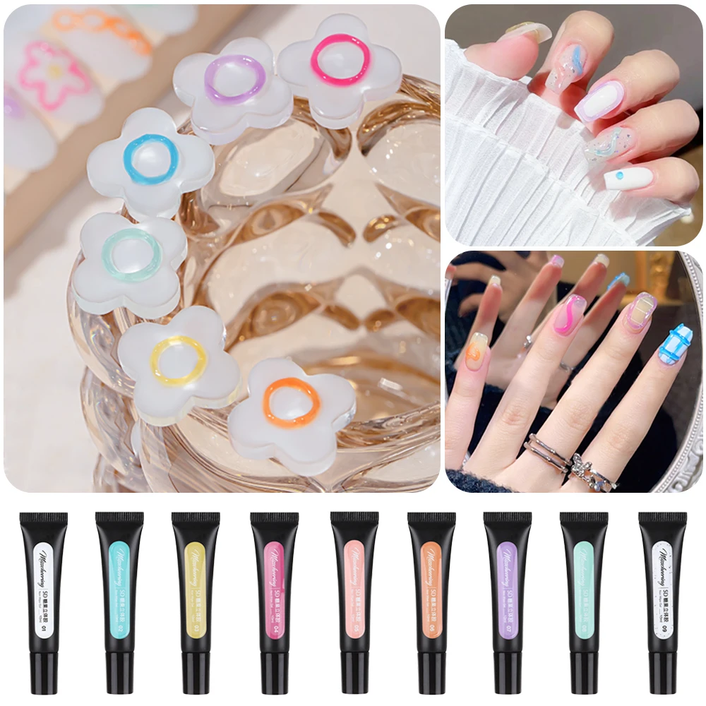 

10ml 5D Pudding Gel Tube Emboss Korean Macaron Color Nail Design Painting Full Coverage Gel DIY Paint Liner Gel Nail Polish