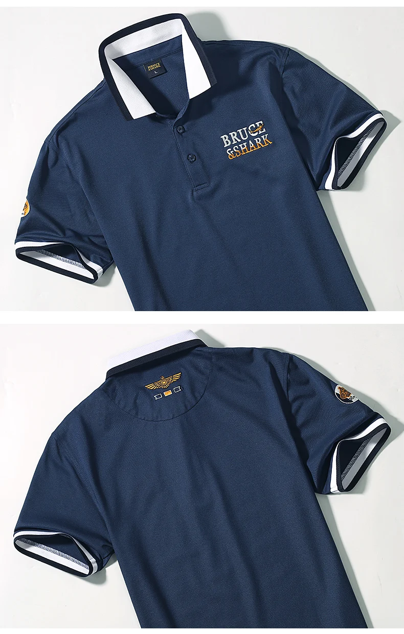 New Summer Straight Men's Business Polo Short Sleeved Bruce&Shark Fashion Mercerized Cotton T-shirt Man Breathable Big Size 4XL 33 S7e43222f0cac4d598183bce50be11d1d0