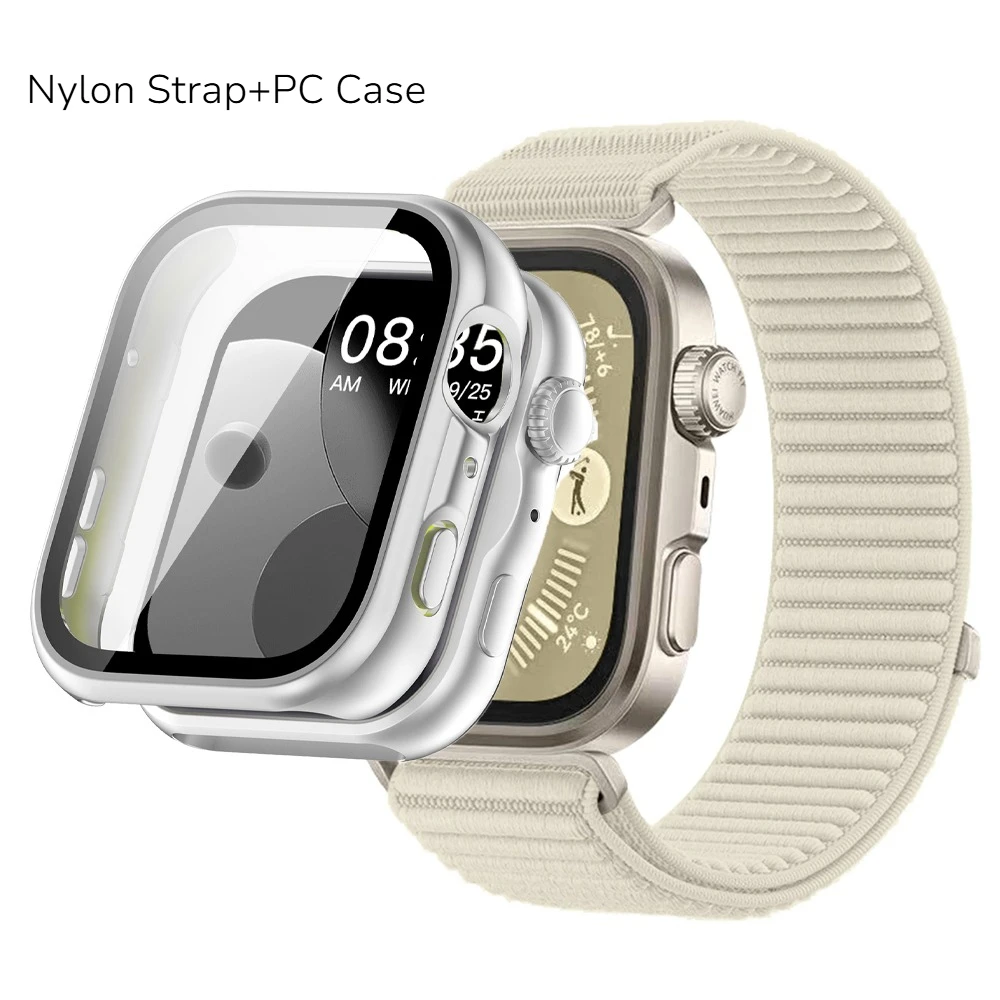 Premium Nylon Strap with Durable PC Case for Smartwatch – Tempered Glass Protection Included