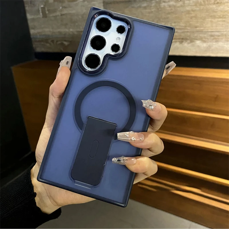 Premium Magnetic Wireless Charging Stand with Shockproof Matte Clear Cover