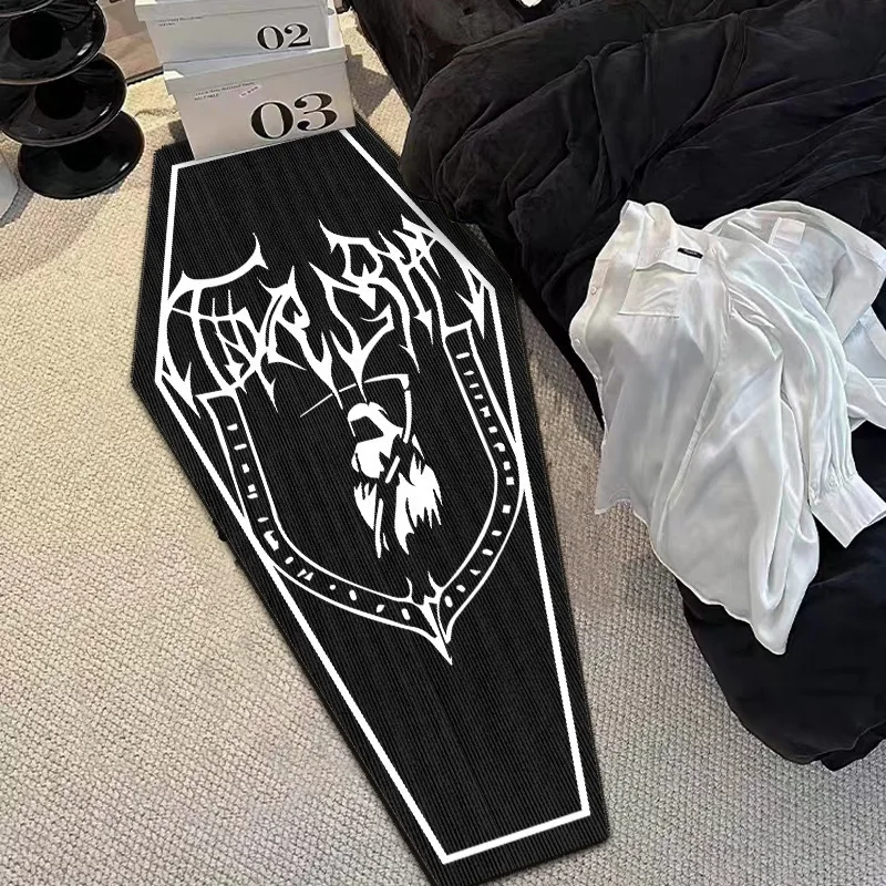 VIKAMA Gothic dark skull carpet Halloween decoration Floor mat Creative dirt resistant Non-slip Floor mat Bedroom bed blanket