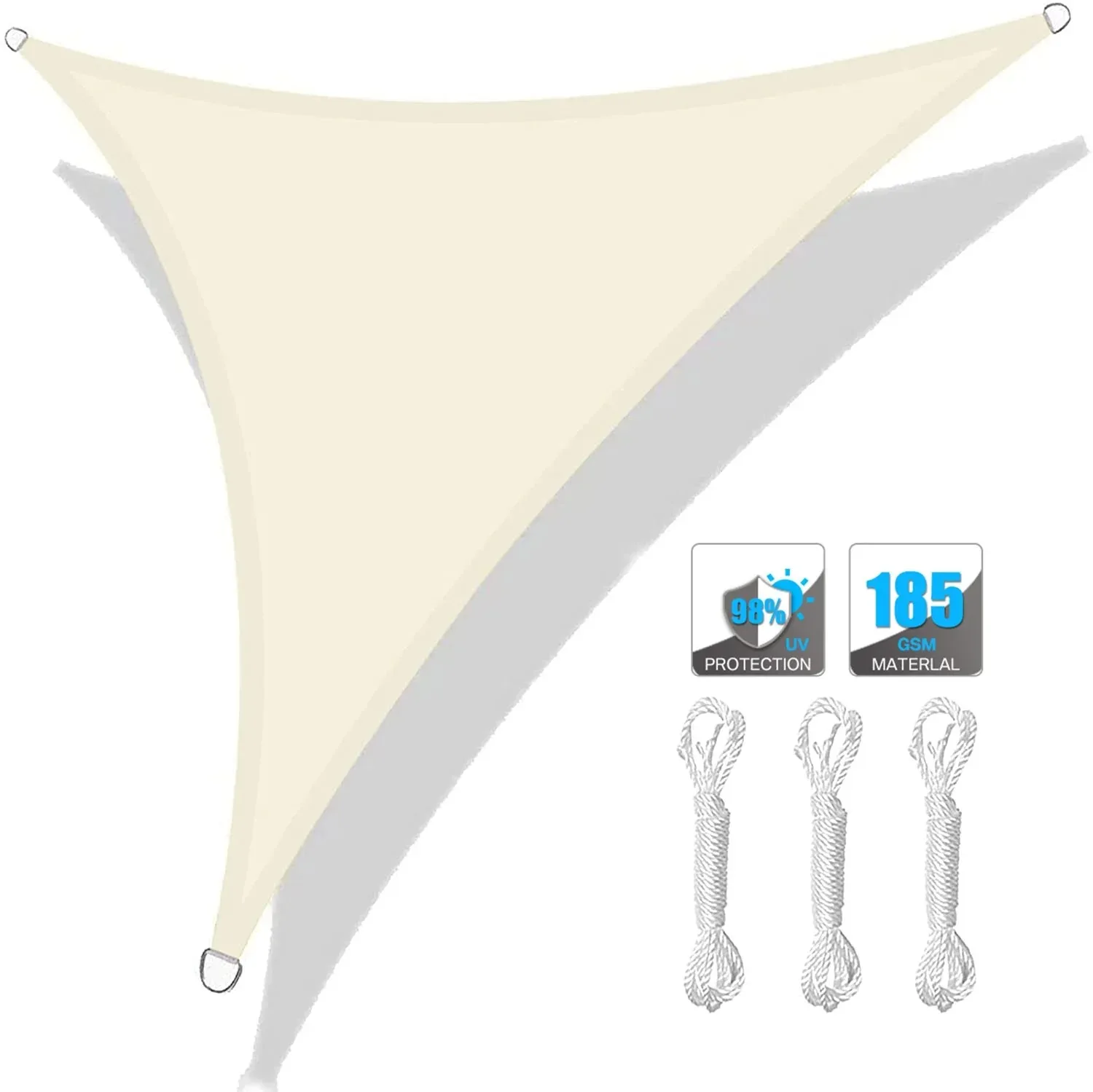 Waterproof Grey & Black Triangle Sun Shade Sail Canopy – 98% UV Block Outdoor Shelter