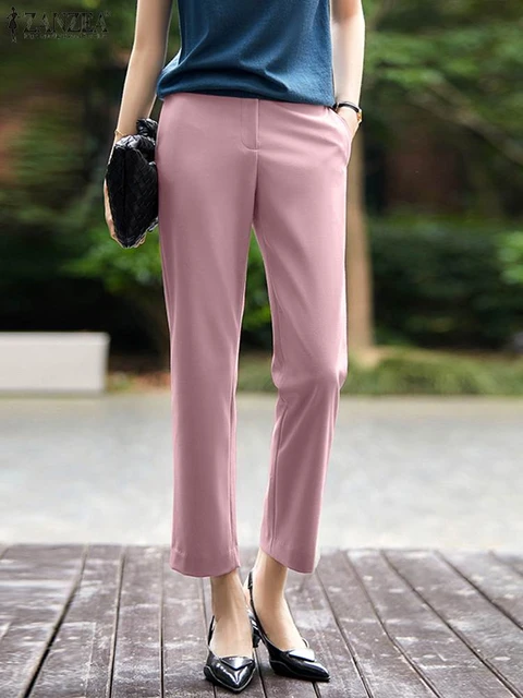 Comprar Pantalones lisos elegantes hasta los tobillos para mujer, pantalones  elegantes ajustados para oficina, pantalones informales a la moda para  mujer