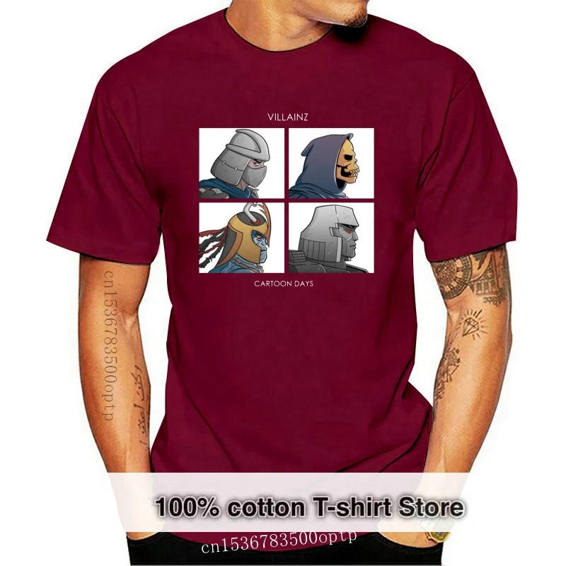 Villainz Cartoon Days Demon Days Parody Black T-Shirt Shredder Skeletor Mumm-Ra Harajuku Tee Shirt
