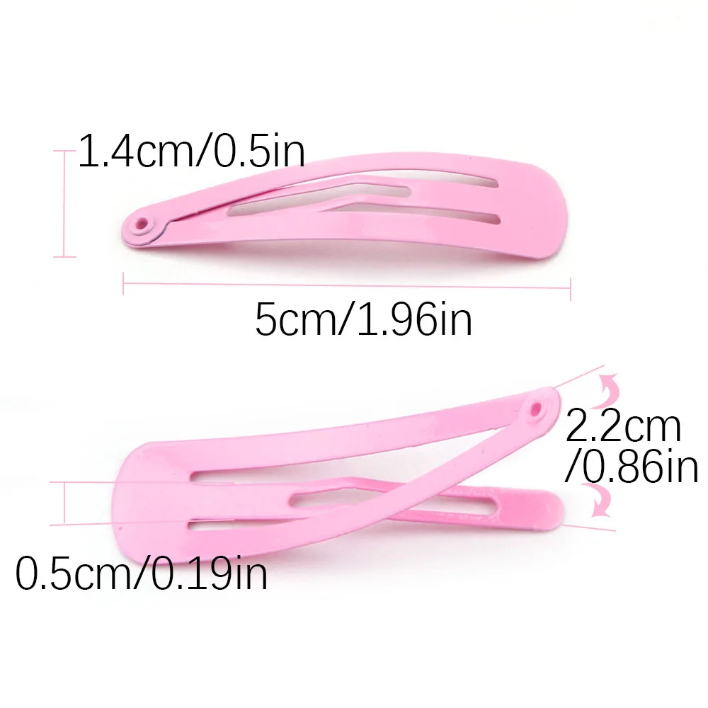 20/40pcs Snap Hair Clips Hair Barrettes Black Snap Barrettes for Girls Kids Women DIY Hair 5cm Large Metal No Slip Hairclip