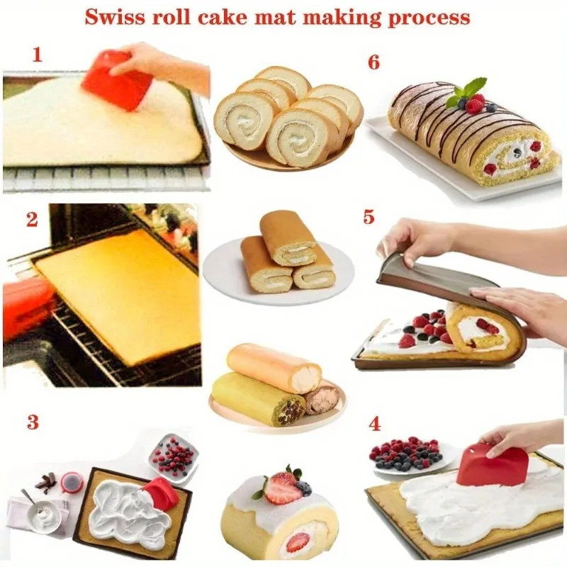 Nonstick Silicone Swiss Roll Baking Mat Pastry Tool for Cake Rolls Easy Clean Bakeware Durable Kitchen Accessory for Bakers
