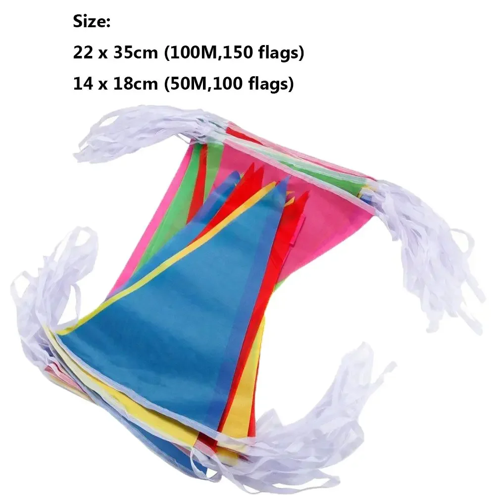 50 Meters Handmade Fabric Bunting Triangle Flags Wedding Festival Outdoor Decor Pennant String Banner Buntings Colorful