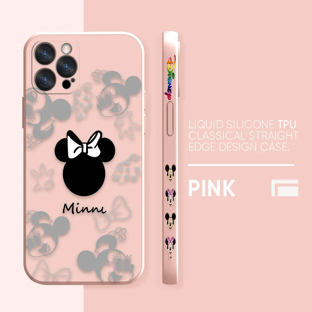 thumbnail image 1 of Case For iPhone 14 13 12 11 Pro XS Max Mini X XR 7 8 6 6S Plus Colour Simple Liquid Silicone Case Anime Cute Mickey Minnie Mouse, 1 of 5