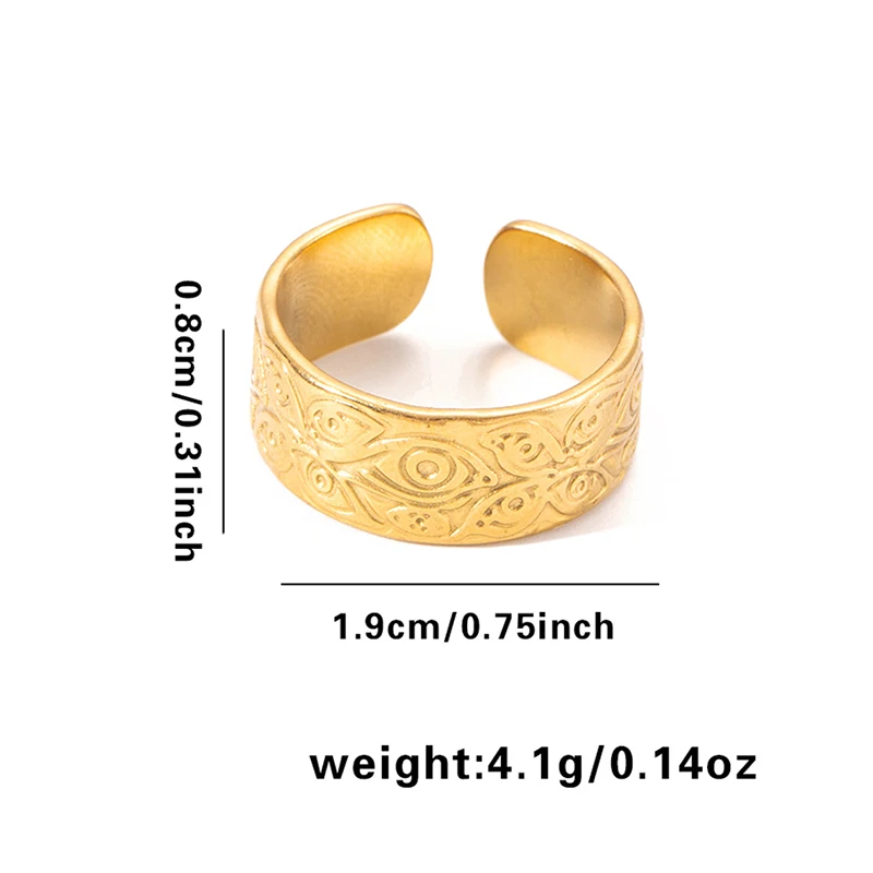 ANENJERY 316L Stainless Steel Wide Leaf Circular Hollow Open Ring for Women Men Simple Creative Jewelry Gifts