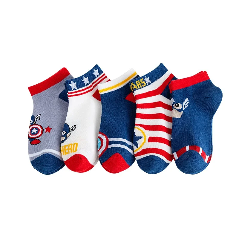 5 Pairs Spiderman Children Socks Anime Kids Boys Short Sock Iron Man Captain America Cartoon Baby Summer Spring Boat Socks 1-12Y 21 S7e43c4c12a104621a9215054065feb983