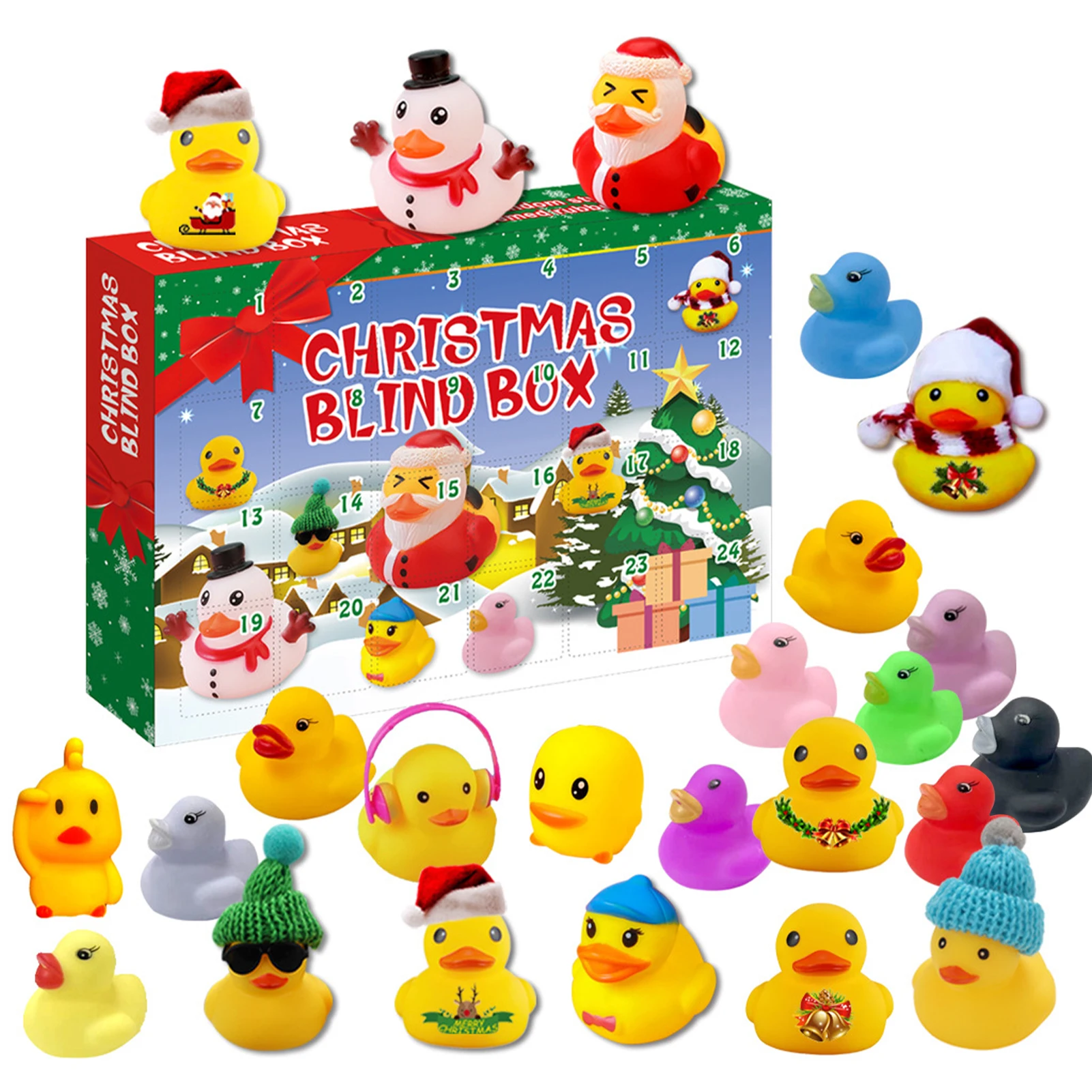 Christmas Advent Countdown Calendar 24PCS Squeeze Animal Dinosaur Pendant Toy Creative Calendar