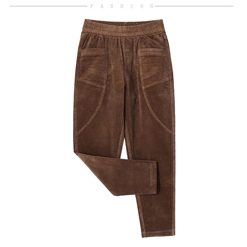 

2023 new Autumn and Winter Women's Velvet/Non Velvet Striped High Waist Radish Loose Solid Casual Harlan Fashion Elegant Pants