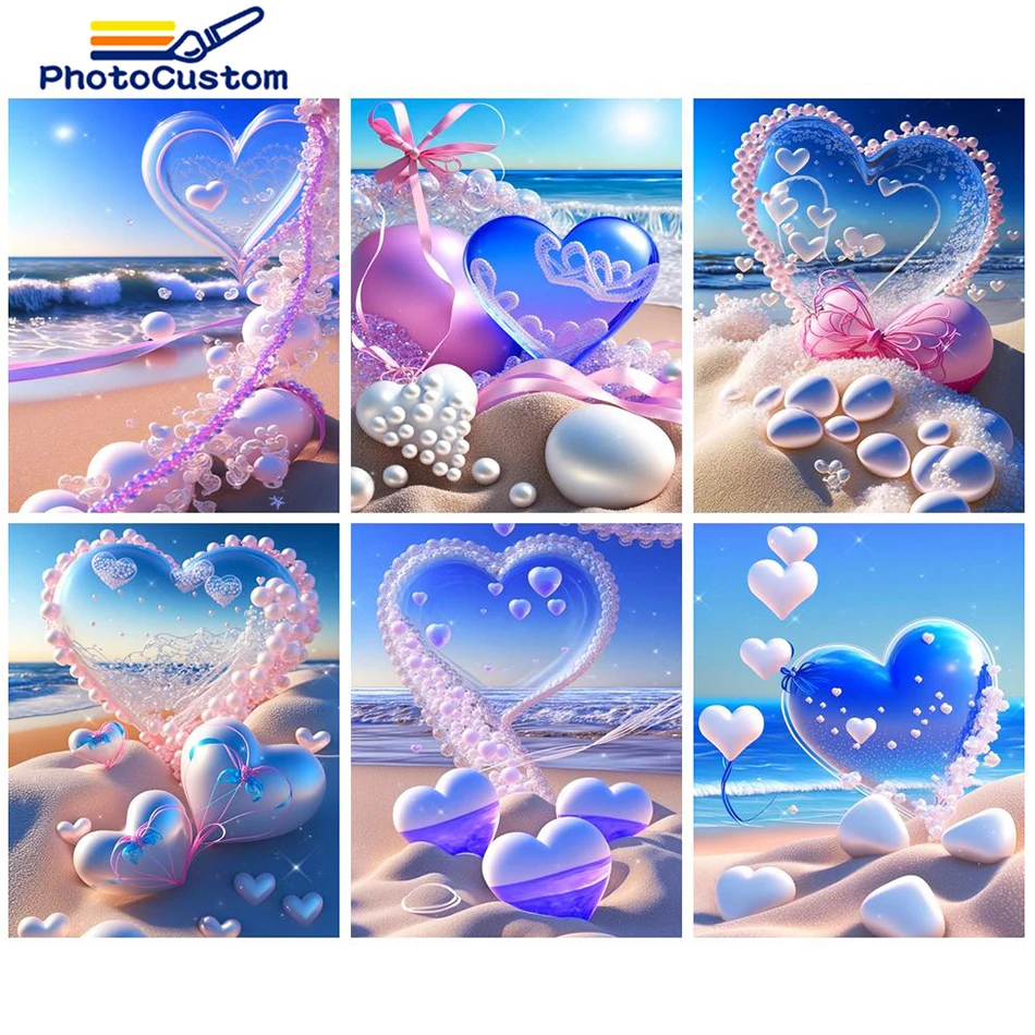

PhotoCustom DIY Oil Picture By Numbers Beach Landscape HandPainted Drawing Canvas Paint By Numbers Wall Art Home Decoration