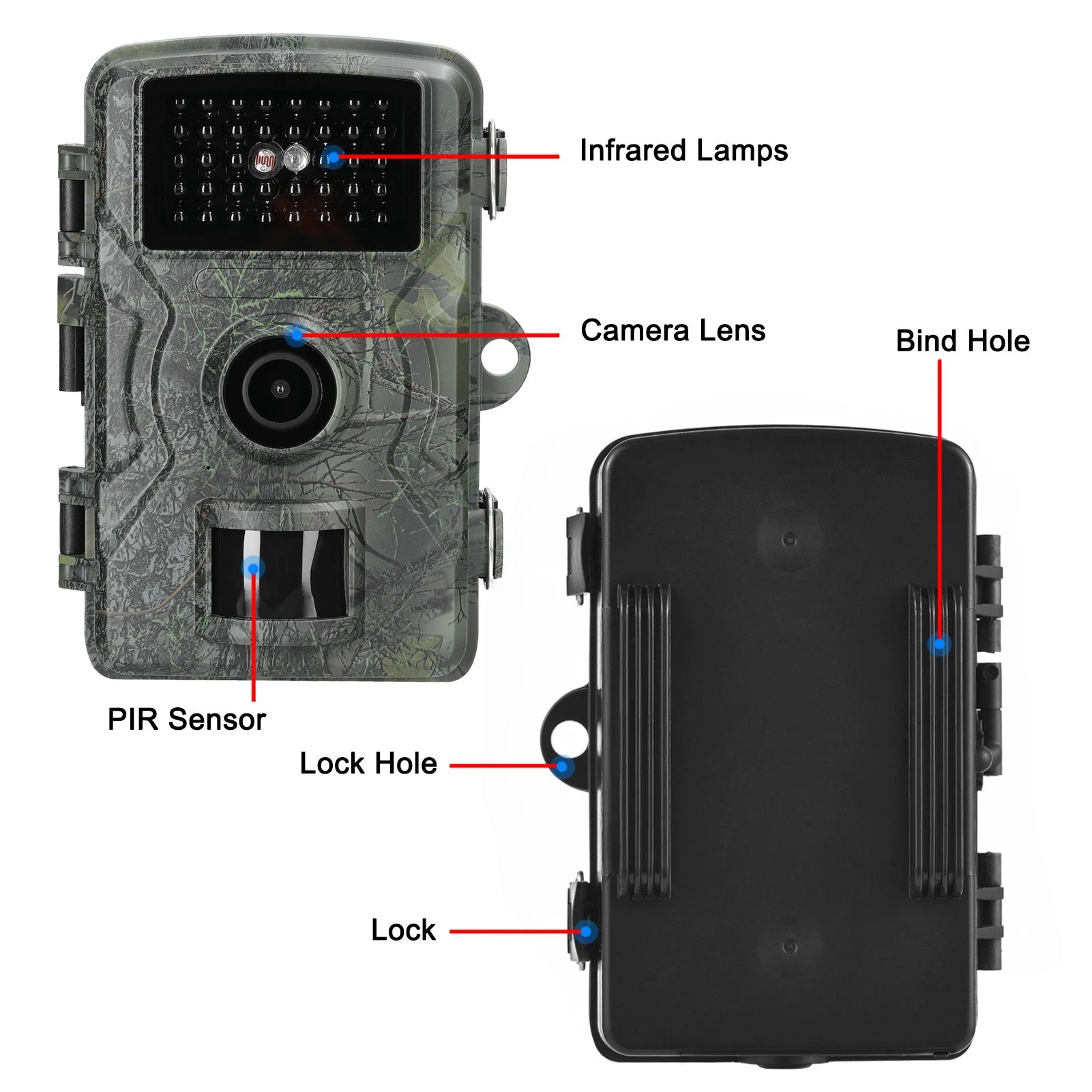 Portable Outdoor Huntings Camera 16MP 1080P Day Night Photo Video Taking Trail Monitoring Camera IP66 with 32G Memory Card