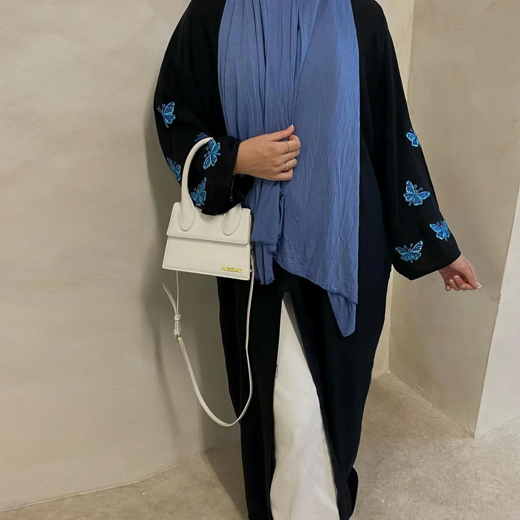 Butterfly Embroidery Open Abaya Kimono Elegant Muslim Abayas for Women Dubai 2024 Turkey Kaftan Robe Ramadan Eid Islamic Outfit