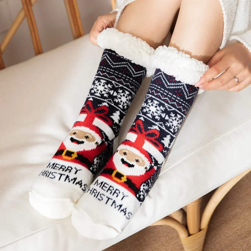 Winter Christmas Socks, Floor Socks, Snow Sock, Month Children's Plush Coral Sock, Home Sleep Sock, Carpet Socks, Leg Covers 2