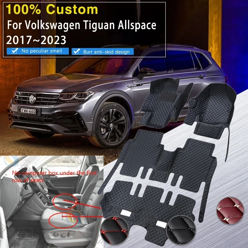 

Car Floor Mats For VW Volkswagen Tiguan Allspace Tiguan L LWB 2017~2023 7seat Waterproof Protective Pads Carpets Car Accessories