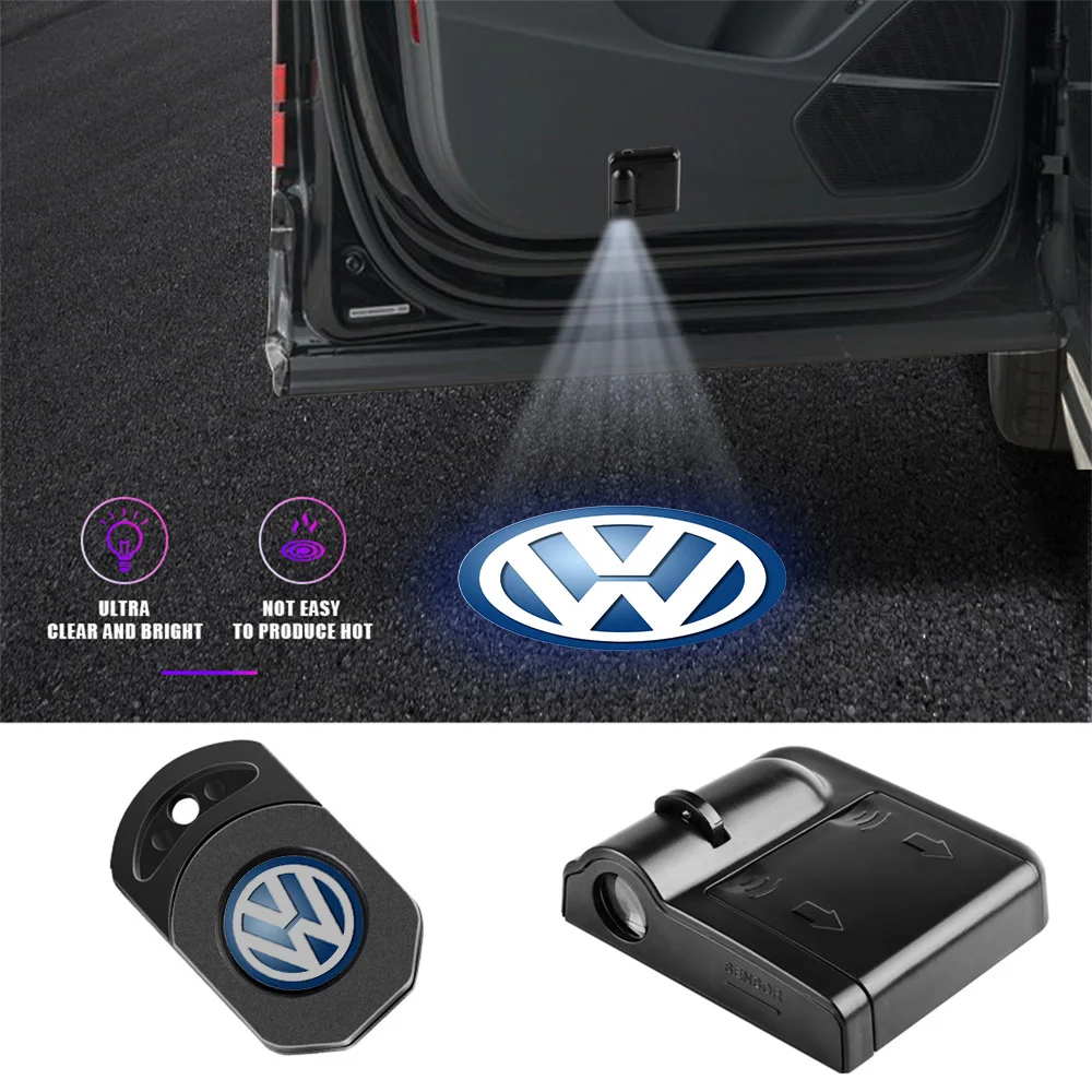 2/4Pcs 자동차 도어 웰컴 램프 레이저 프로젝터 야간 조명 밸브 폭스바겐 VW 투아렉 투란 Rline 파사트 골프 파사트 티구안
