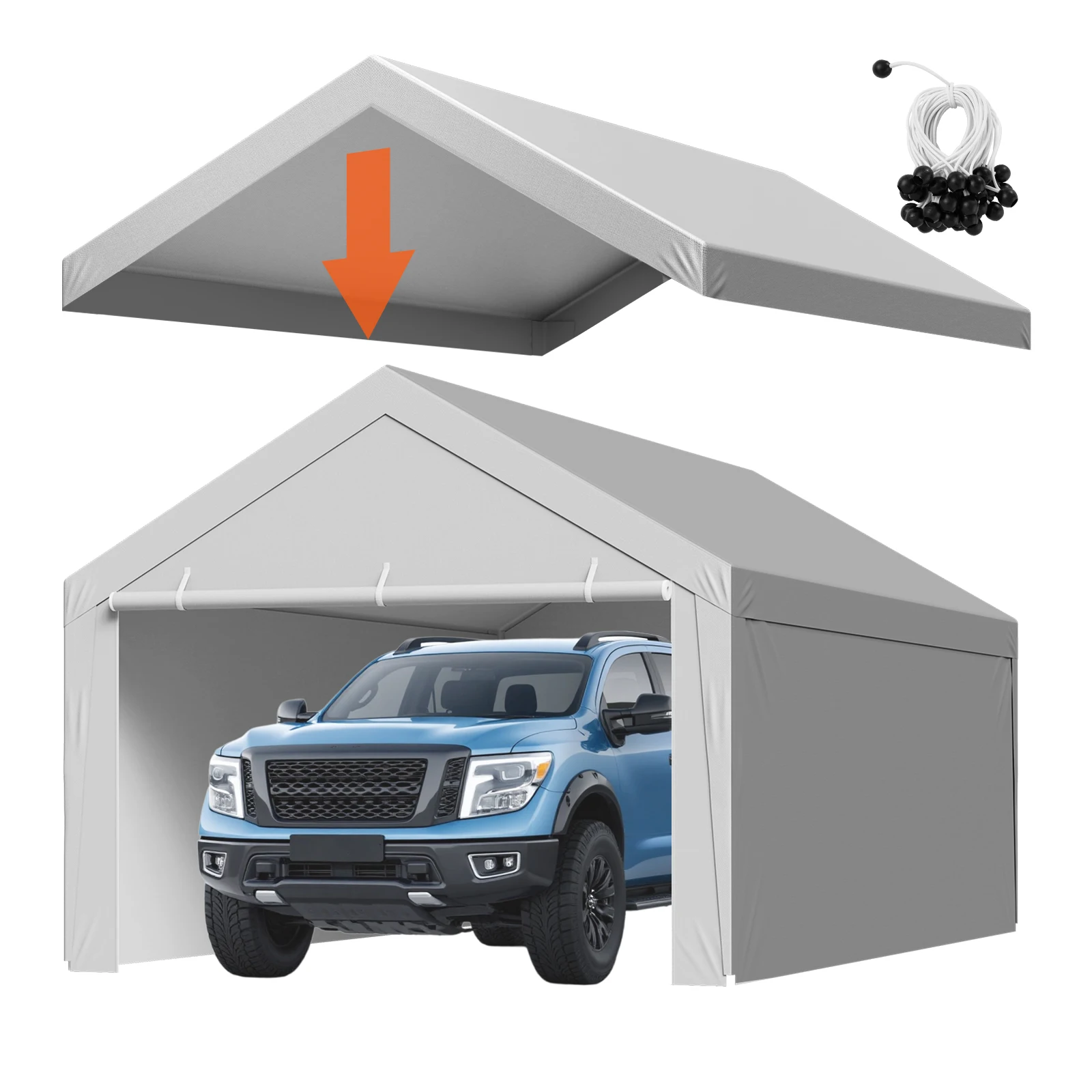 SucceBuyCarportReplacementCanopyPotableGarageTentTopTarpwithSidewallsUV-ResistantCarShelterTarpwithBallBuggees-AliExpress15