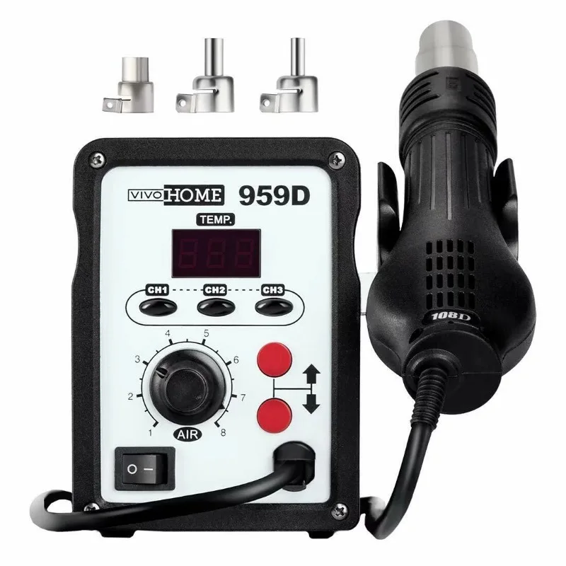 

SMD Rework Station Hot Air Heat Gun Desoldering with 3 Nozzles 110V