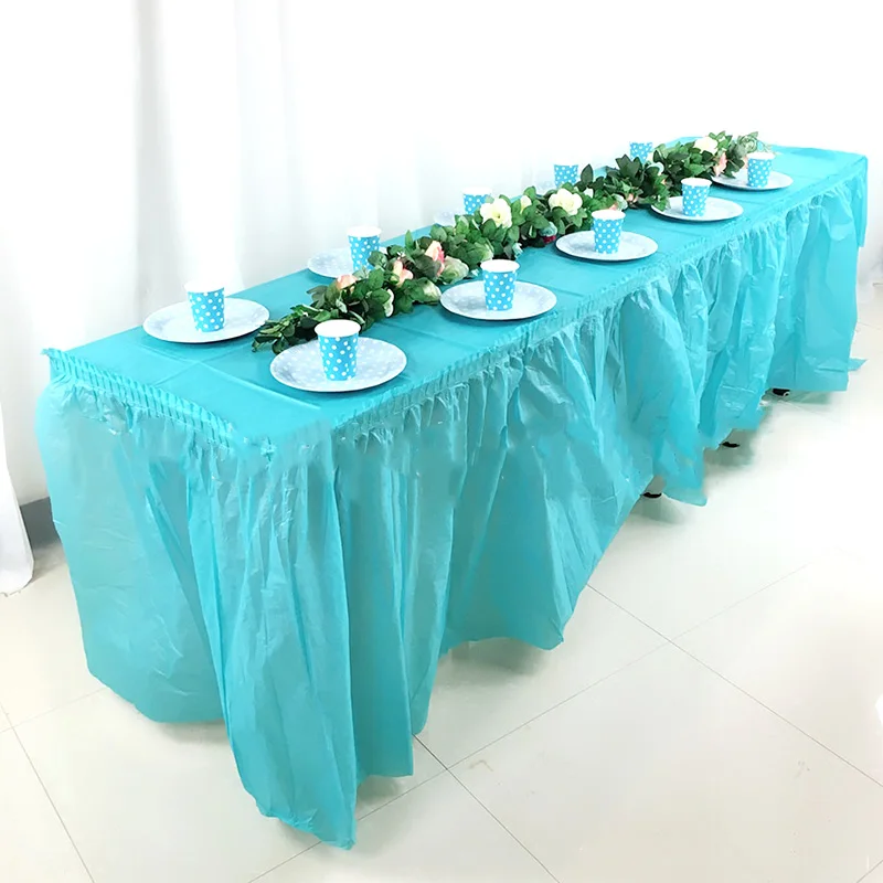 Table Skirt ZOYA Table Skirt Plastic Tableskirt Disposable Rectangular Tablecloth Skirt for Graduation Baby Shower Wedding Birthday Party