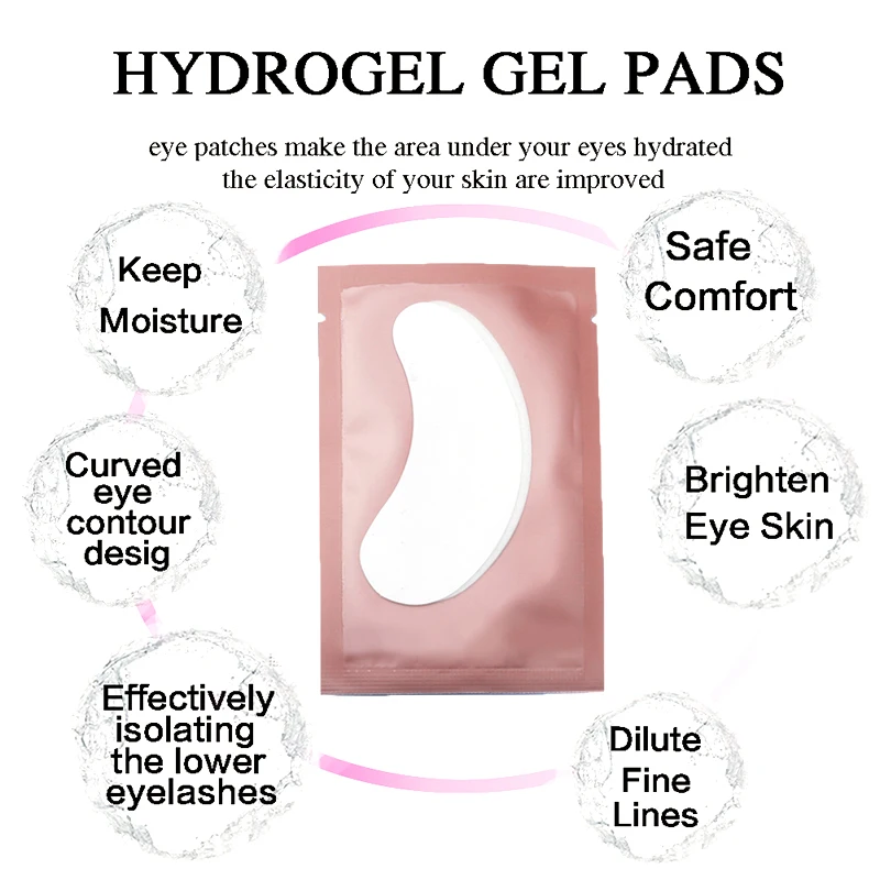 Eyelash Patches Eyelash Patch Eyelash Pads Eyelash Accessories Eye Patches 100Pairs Eye Patches Under Eyelash Pads for Building Hydrogel Paper Patches Pink Lint Free Stickers for False Eyelashes