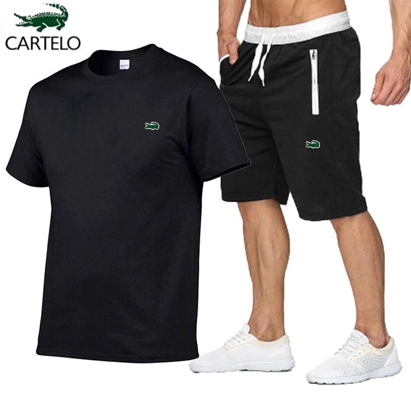 

2023 High quality spring and summer new men's casual sports cotton round neck short-sleeved T-shirt+casual sports pants set