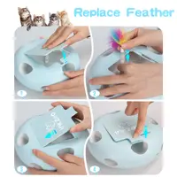 Cat toys, 7-hole smart sensor pop-up feather toys, USB powered indoor cat automatic kitten toys,Blue ﻿ 6