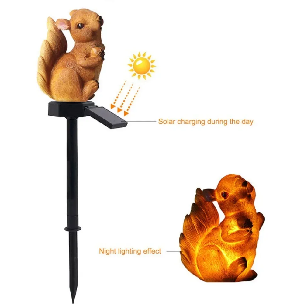 1 Pack Outdoor Solar LED Light Squirrel Light Waterproof Garden Landscape Squirrel Shape Decorative Light for Garden Yard