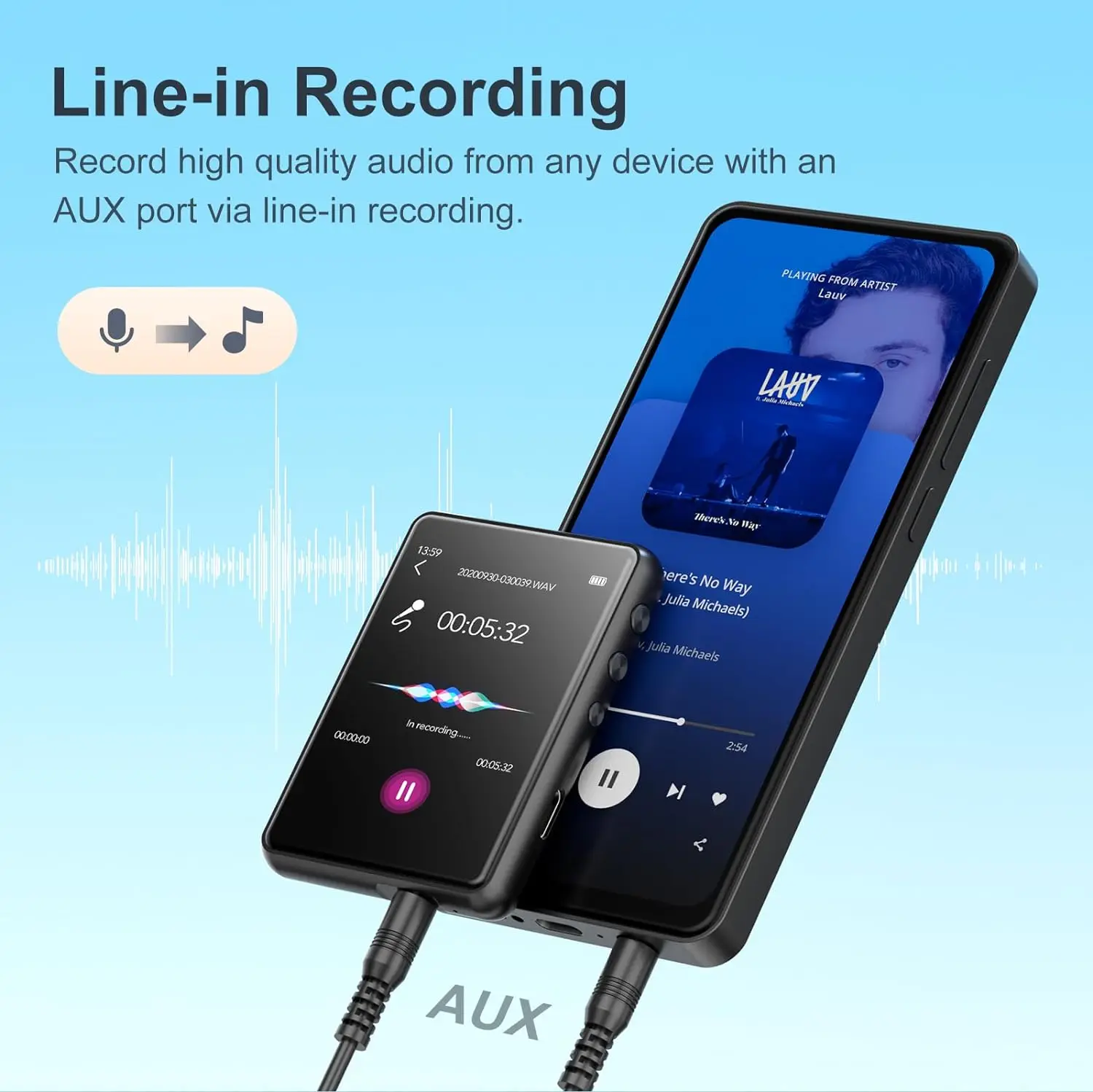 Portable Bluetooth MP3 Player with Touch Screen and 64GB Storage