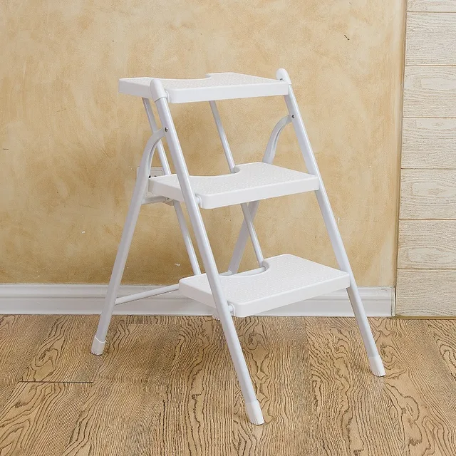 ‌Heavy-Duty Folding Ladder Space Saving 3-Step Stool Multi-Positional Home Utility Ladder Non-Slip Safety Foot Stool for Loft