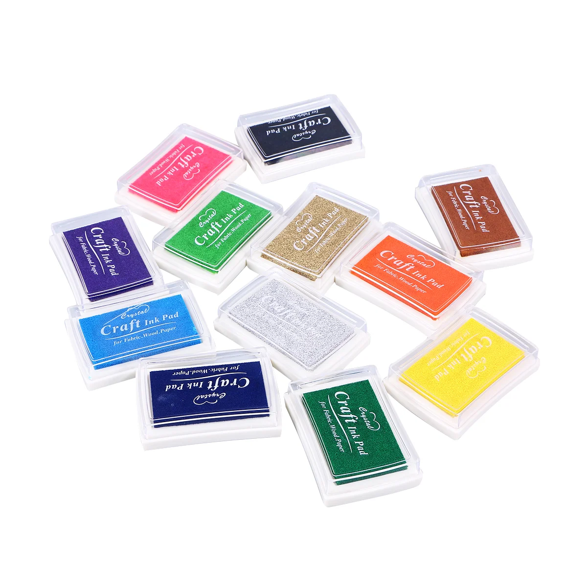 

Craft Ink Pad, Set of 12 Washable Stamp Ink Pads for Kids, Finger Painting 12 Color Craft Ink Pad for Stamps, Paper, Wood Fabric