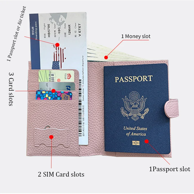 Women Men Rfid Passport Wallet Custom Name Business Passport