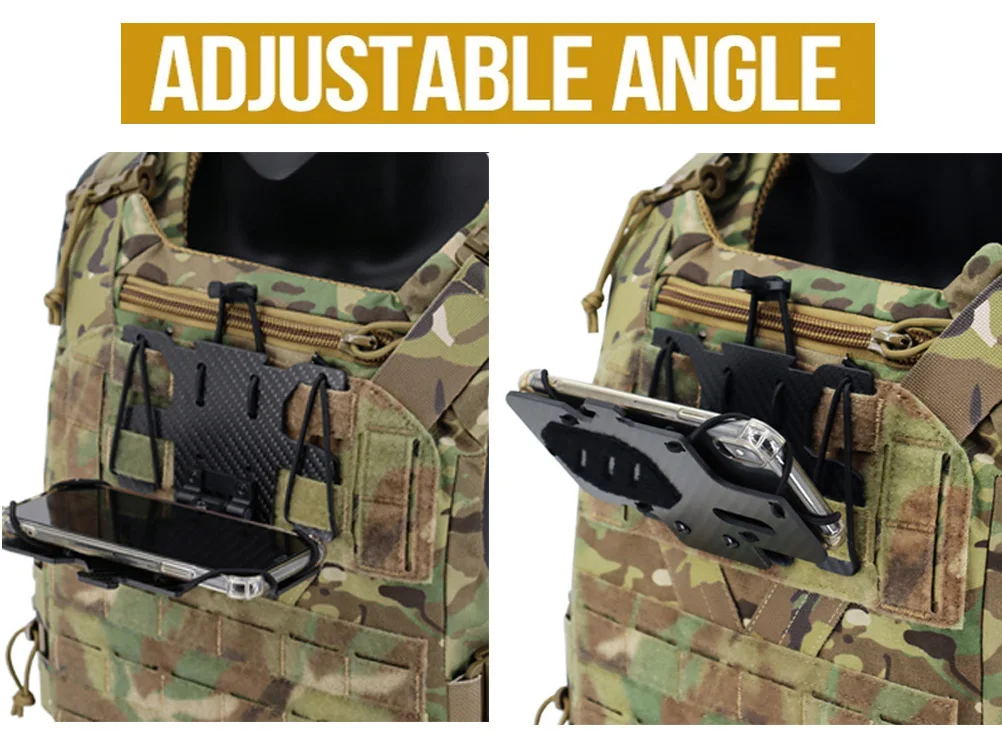 Neue Kohle faser taktische Weste Molle faltbare Navigations karte Telefon halter Brust Handy Board Platte Träger Telefon halterung – Detail 9
