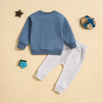 0-3Years Newborn Infant Baby Boys Clothes Sets Toddler Letter Print Long Sleeve Sweatshirt Tops Pants Fall Winter 2Piece Outfits 2