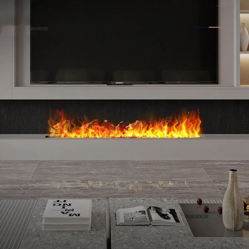 Nordic Decorative Fireplace Living Room 3d Atomization Fireplaces with Imitation Fire Light Luxury Embedded Electric Fireplace