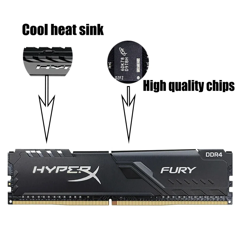 Memoria ram ddr4 16GB 32GB 2133MHz 2400MHz 2666MHz 3200 mhz Desktop Memory UDIMM PC4-19200 21300 25600 ddr4 ram 16gb HYPER FURY Laptop Memory