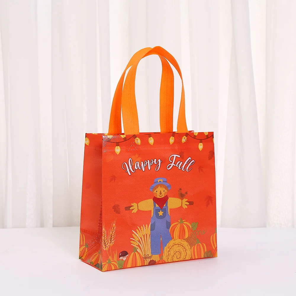 20*20*9cm Thanksgiving Non-Woven Tote Bag For Woman Girls Candy Gift Packaging Bag Party Decor Shopping Bag Home  Storage