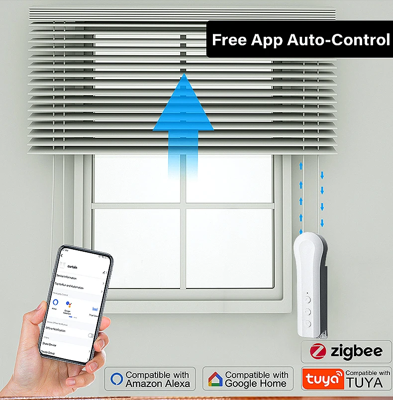 Tuya Zigbee RF433 Smart Curtain Drive Motor Motorized Chain Roller