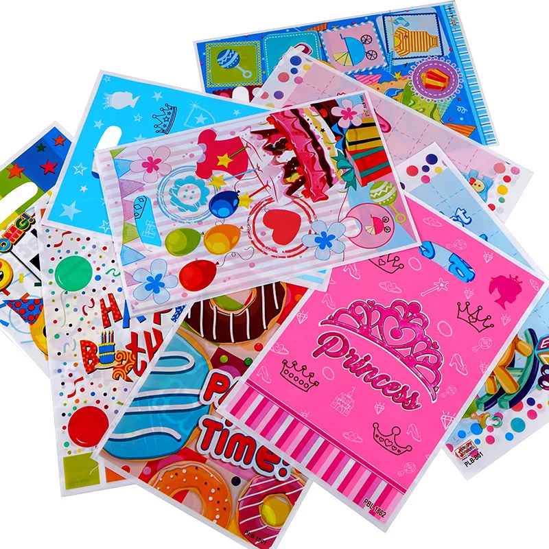 Description Picture 3 of item10-50pcs Printed Gift Bags Polka Dots Plastic Candy Bag Child Party Loot Bags Boy Girl Kids Birthday Party Favors Supplies Decor