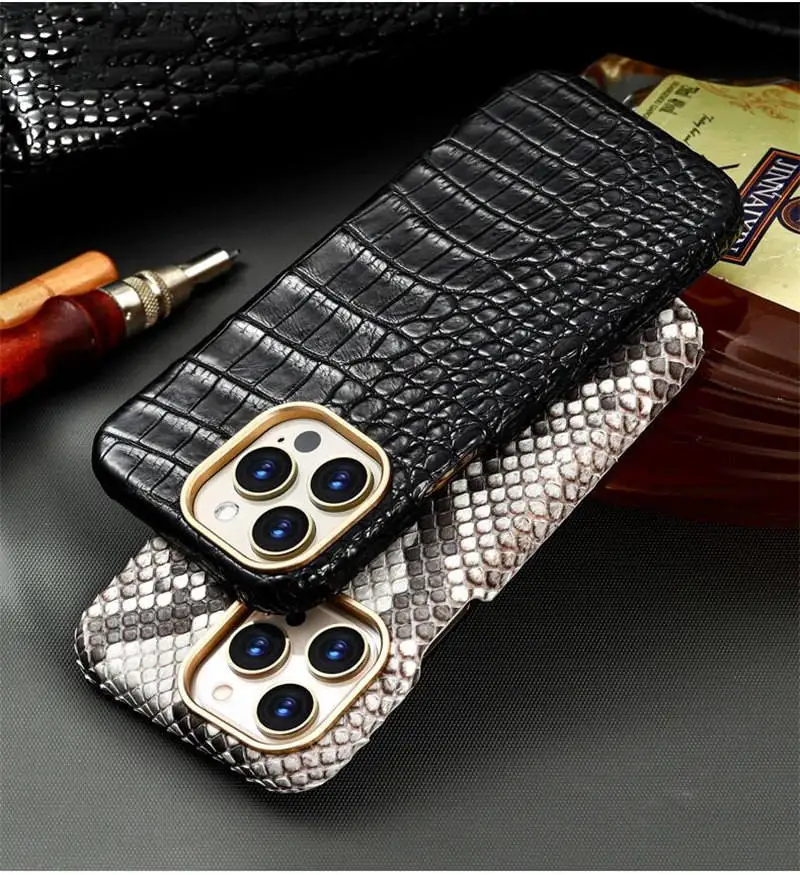 

Магнитный чехол из натуральной кожи, ящерица, страусиного питона, крокодиловой кожи для iPhone 15 Pro Max 14 13 Mag, безопасный Чехол